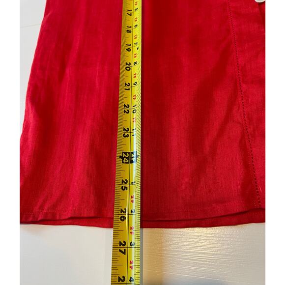 Jones New York 100% Linen Blouse Sz 12 Button Front Long Sleeves V-Neck Preppy - Picture 9 of 9